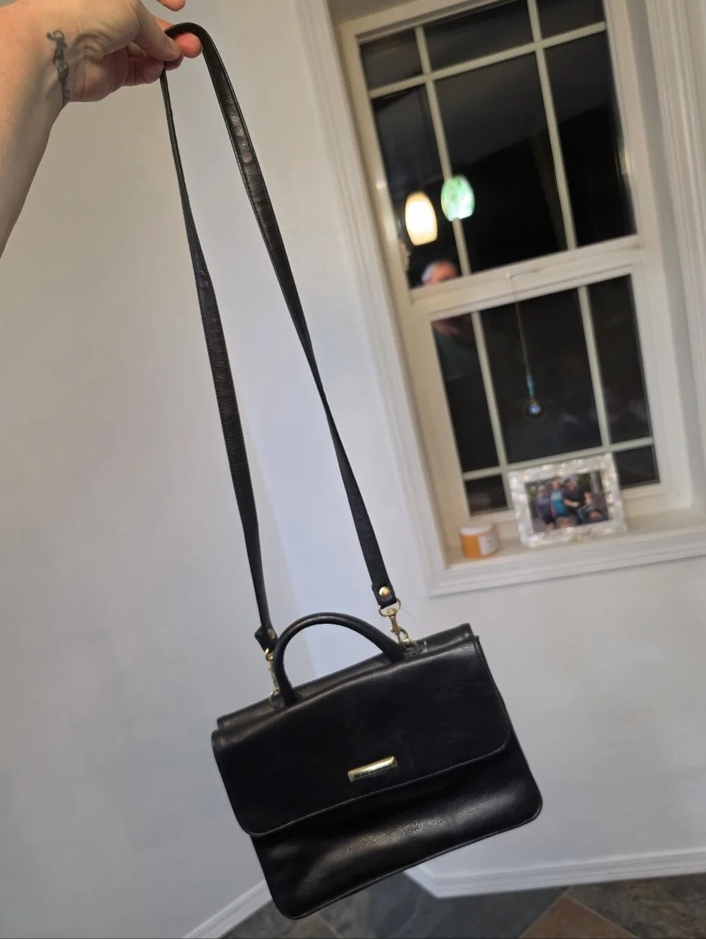 Vintage Rosetti Black Faux Leather Satchel/Crossbody Bag - MSRP $80